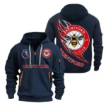 Casual Sports Hoodie Half Zipper, Modern Logo Detail Printing EPL270 - Navy