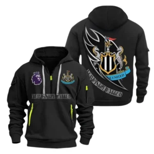 Athletic Half-Zip Hoodie, Team-Style Logo Print Hoodie Gift For Football Fans EPL270 - Black