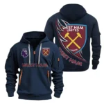 Street-Style Hoodie Half Zipper, Modern Sports Logo EPL270 - Navy