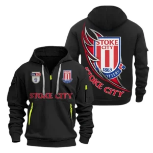 Lightweight Sports Hoodie Half Zipper, Unique Logo Print EPL270 - Black