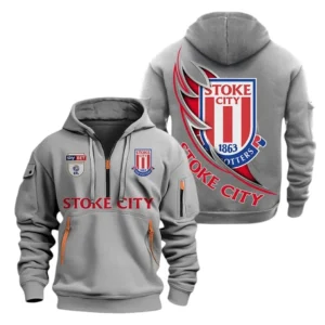 Street-Style Hoodie Half Zipper, Modern Sports Logo EPL270 - Gray