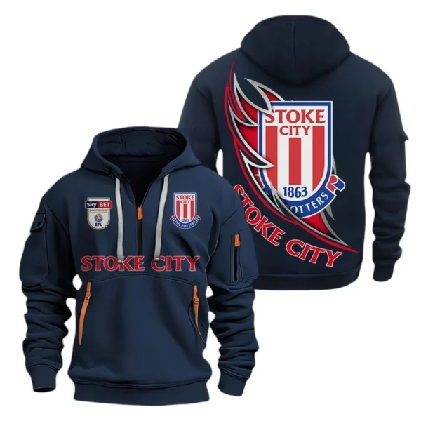 Fan Gift Hoodie Half Zipper, Sports-Inspired Logo Design EPL270 - Navy