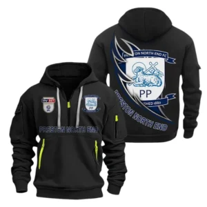 Athletic Half-Zip Hoodie, Team-Style Logo Print Hoodie Gift For Football Fans EPL270 - Black