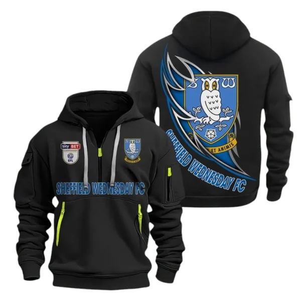 Everyday Hoodie Half Zipper, Athletic-Inspired Logo EPL270 - Black