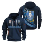 Street-Style Hoodie Half Zipper, Modern Sports Logo EPL270 - Navy