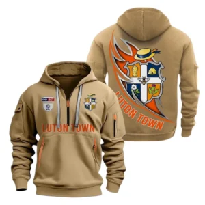 Athletic Half-Zip Hoodie, Team-Style Logo Print Hoodie Gift For Football Fans EPL270 - Khaki