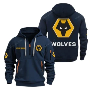 Casual Sports Hoodie Half Zipper, Modern Logo Detail Printing EPL280 - Navy