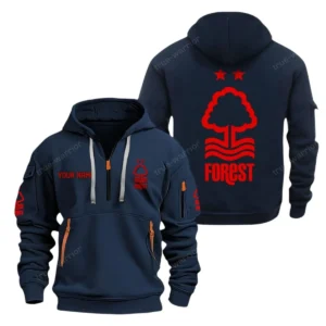Casual Sports Hoodie Half Zipper, Modern Logo Detail Printing EPL280 - Navy
