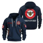 Street-Style Hoodie Half Zipper, Modern Sports Logo EPL280 - Navy