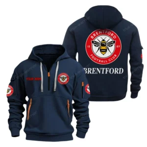 Street-Style Hoodie Half Zipper, Modern Sports Logo EPL280 - Navy