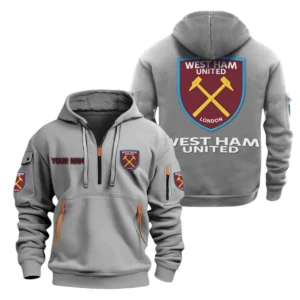 Fan Gift Hoodie Half Zipper, Sports-Inspired Logo Design EPL280 - Gray