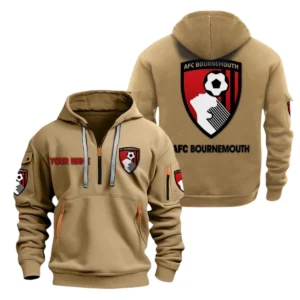 Everyday Hoodie Half Zipper, Athletic-Inspired Logo EPL280 - Khaki