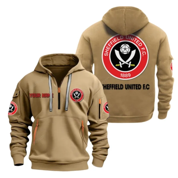 Training Hoodie Half Zipper, Fan-Friendly Logo Design EPL280 - Khaki