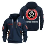 Fan Gift Hoodie Half Zipper, Sports-Inspired Logo Design EPL280 - Navy