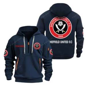 Fan Gift Hoodie Half Zipper, Sports-Inspired Logo Design EPL280 - Navy