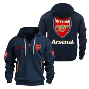 Street-Style Hoodie Half Zipper, Modern Sports Logo EPL280 - Navy