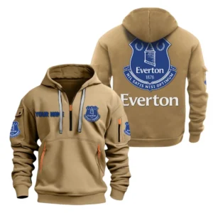 Athletic Half-Zip Hoodie, Team-Style Logo Print Hoodie Gift For Football Fans EPL280 - Khaki