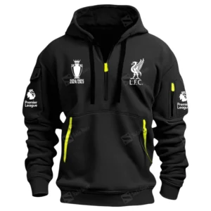 Lightweight Sports Hoodie Half Zipper, Unique Logo Print EPL400 - Black