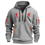 Street-Style Hoodie Half Zipper, Modern Sports Logo EPL400 - Gray