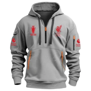 Street-Style Hoodie Half Zipper, Modern Sports Logo EPL400 - Gray