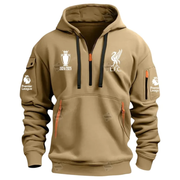 Training Hoodie Half Zipper, Fan-Friendly Logo Design EPL400 - Khaki