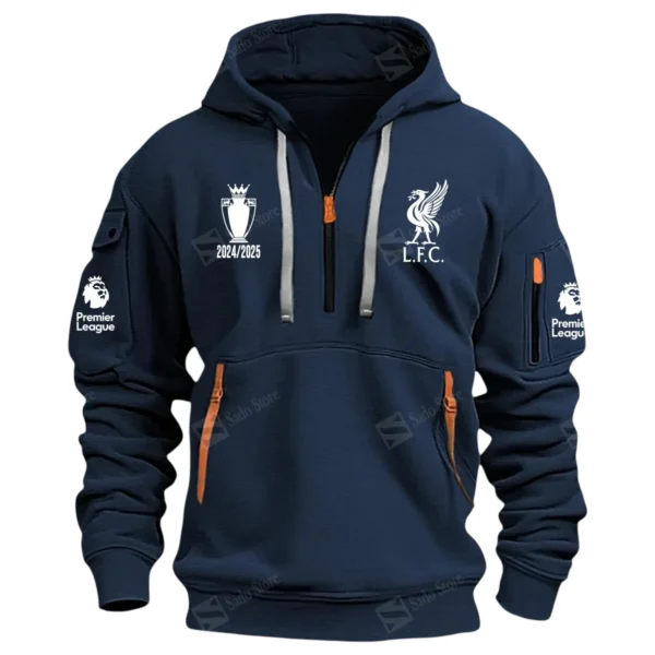 Fan Gift Hoodie Half Zipper, Sports-Inspired Logo Design EPL400 - Navy