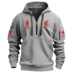 Casual Sports Hoodie Half Zipper, Modern Logo Detail Printing EPL400 - Gray