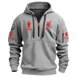 Casual Sports Hoodie Half Zipper, Modern Logo Detail Printing EPL400 - Gray