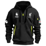 Everyday Hoodie Half Zipper, Athletic-Inspired Logo EPL400 - Black