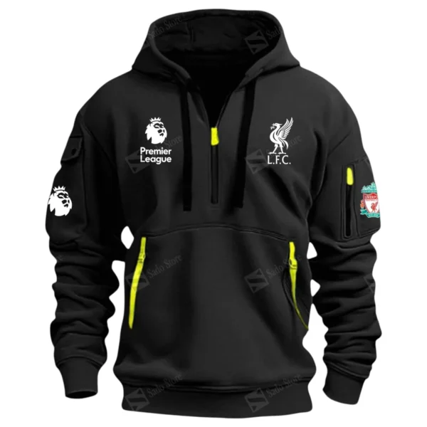 Everyday Hoodie Half Zipper, Athletic-Inspired Logo EPL400 - Black