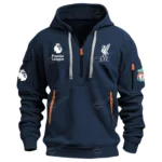Street-Style Hoodie Half Zipper, Modern Sports Logo EPL400 - Navy