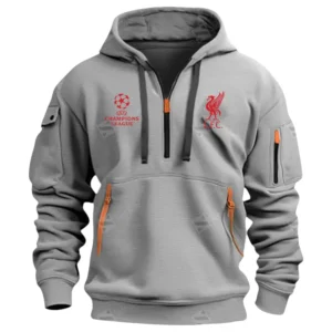 Fan Gift Hoodie Half Zipper, Sports-Inspired Logo Design EPL400 - Gray