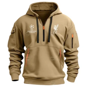 Athletic Half-Zip Hoodie, Team-Style Logo Print Hoodie Gift For Football Fans EPL400 - Khaki