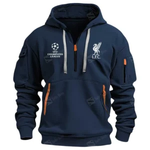 Casual Sports Hoodie Half Zipper, Modern Logo Detail Printing EPL400 - Navy