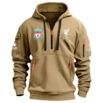 Everyday Hoodie Half Zipper, Athletic-Inspired Logo EPL400 - Khaki