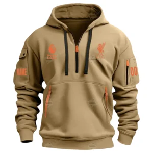 Everyday Hoodie Half Zipper, Athletic-Inspired Logo EPL400 - Khaki