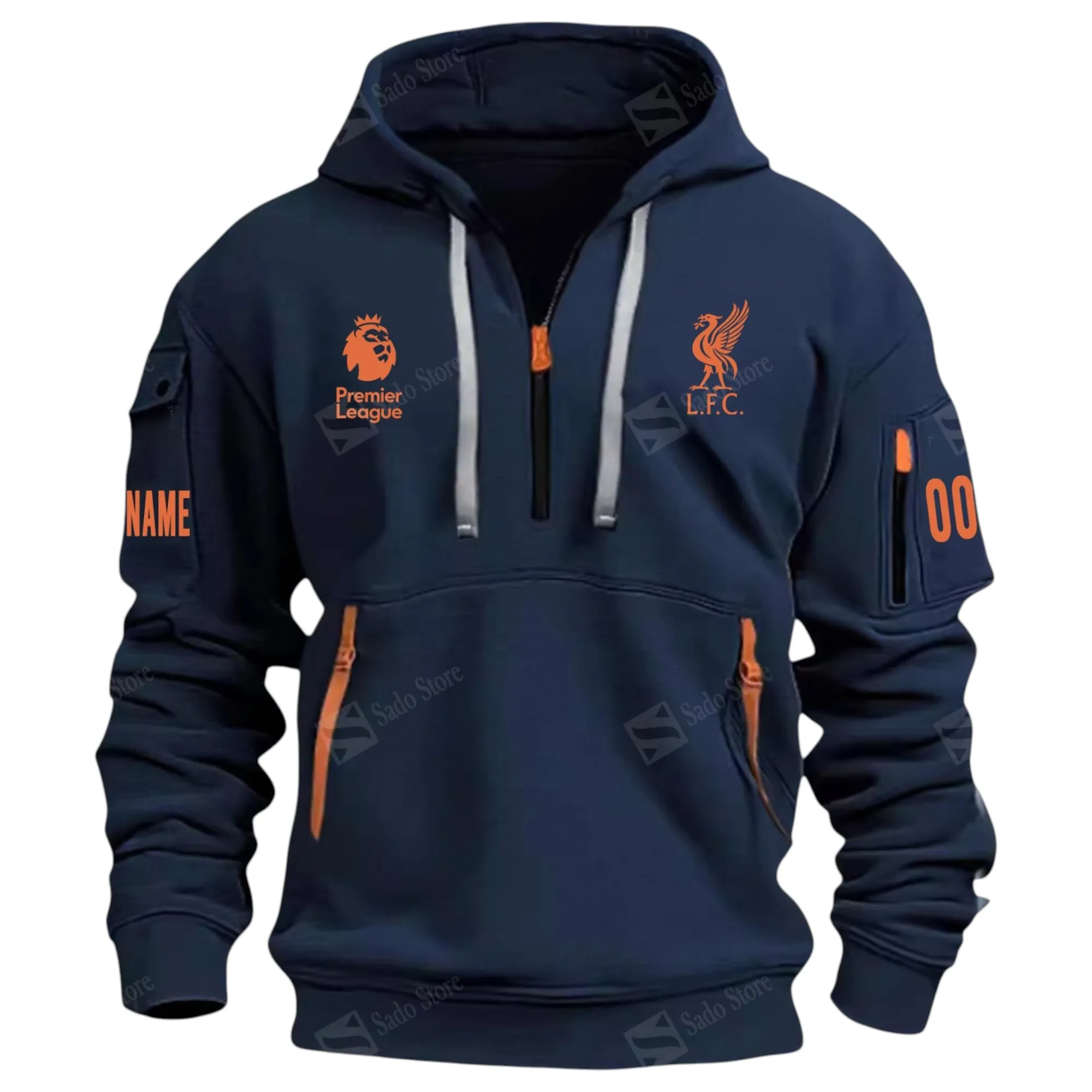 Outdoor Half-Zip Hoodie, Team Spirit Logo Design EPL400 - Navy