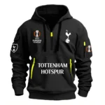 Lightweight Sports Hoodie Half Zipper, Unique Logo Print EPL790 - Black