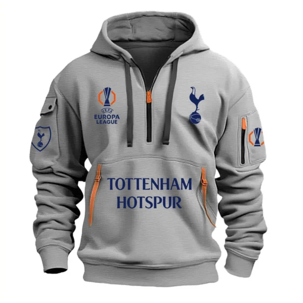 Street-Style Hoodie Half Zipper, Modern Sports Logo EPL790 - Gray
