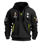 Athletic Half-Zip Hoodie, Team-Style Logo Print Hoodie Gift For Football Fans EPL790 - Black