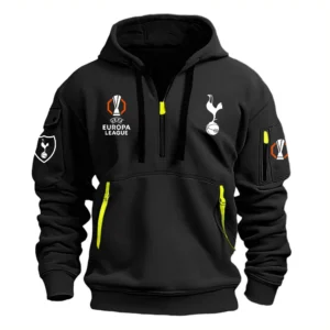 Athletic Half-Zip Hoodie, Team-Style Logo Print Hoodie Gift For Football Fans EPL790 - Black