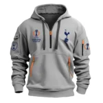 Casual Sports Hoodie Half Zipper, Modern Logo Detail Printing EPL790 - Gray