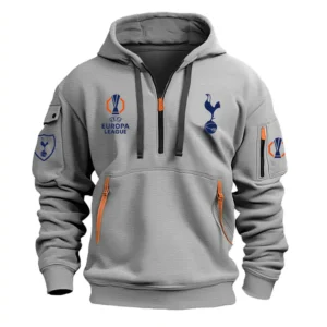 Casual Sports Hoodie Half Zipper, Modern Logo Detail Printing EPL790 - Gray