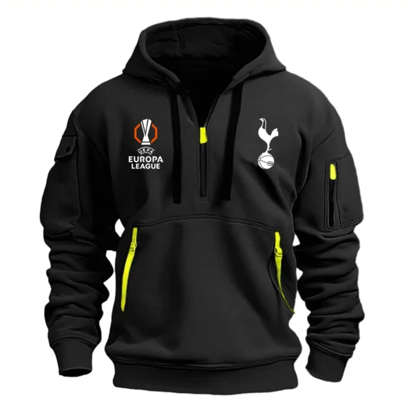 Everyday Hoodie Half Zipper, Athletic-Inspired Logo EPL790 - Black