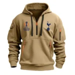 Lightweight Sports Hoodie Half Zipper, Unique Logo Print EPL790 - Khaki