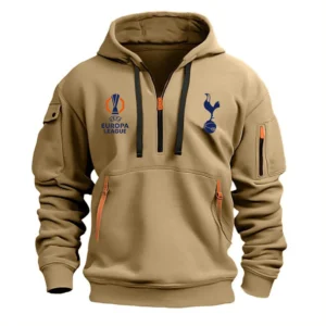 Lightweight Sports Hoodie Half Zipper, Unique Logo Print EPL790 - Khaki