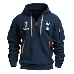 Street-Style Hoodie Half Zipper, Modern Sports Logo EPL790 - Navy
