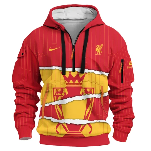 Athletic Half-Zip Hoodie, Team-Style Logo Print Hoodie Gift For Football Fans HVN1025 - Image 2