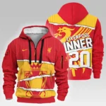 Athletic Half-Zip Hoodie, Team-Style Logo Print Hoodie Gift For Football Fans HVN1025