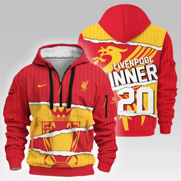Athletic Half-Zip Hoodie, Team-Style Logo Print Hoodie Gift For Football Fans HVN1025